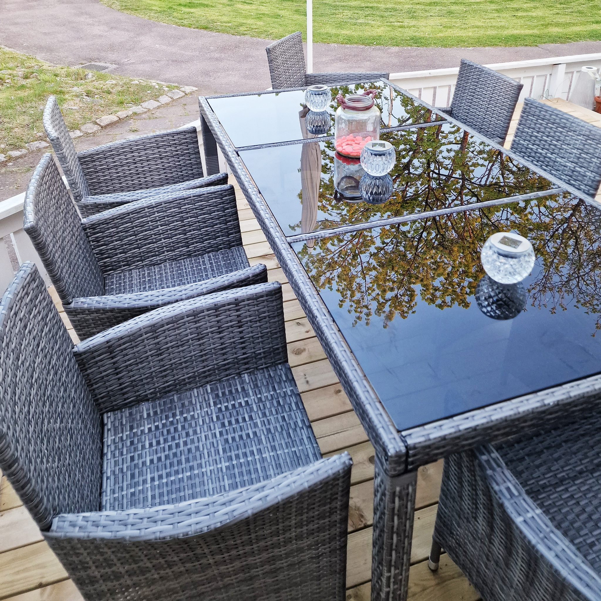 Ruokailuryhmä ulkokalusteet 8 tuolilla | Tyynyt mukana | Harmaa | Lyfco Lysekil Ruokailuryhmä ulkokalusteet 8 tuolilla | Tyynyt mukana | Harmaa | Lyfco Lysekil