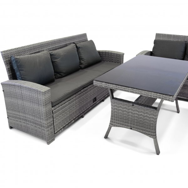 Sohvaryhmä ulkokalusteet | Sisäänrakennettu varastointi | Harmaa synteettinen rottinki | Sannäs Sohvaryhmä ulkokalusteet | Sisäänrakennettu varastointi | Harmaa synteettinen rottinki | Sannäs