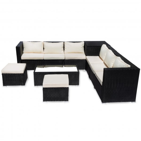 Lounge ryhm� | Kaksinkertainen sis��nrakennettu s�ilytystila | Musta synteettinen rottinki | Djursvik