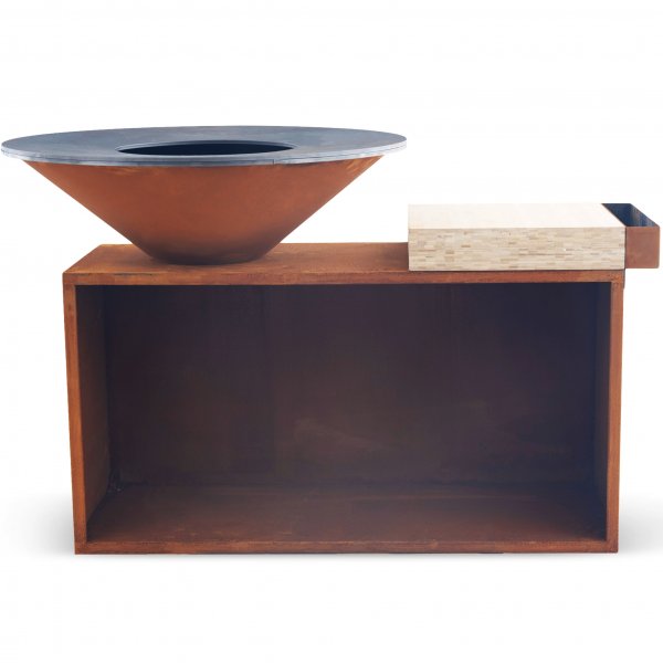 Puulämmitteinen grilli corten-teräksestä leikkuulaudalla | Vemdalen Puulämmitteinen grilli corten-teräksestä leikkuulaudalla | Vemdalen