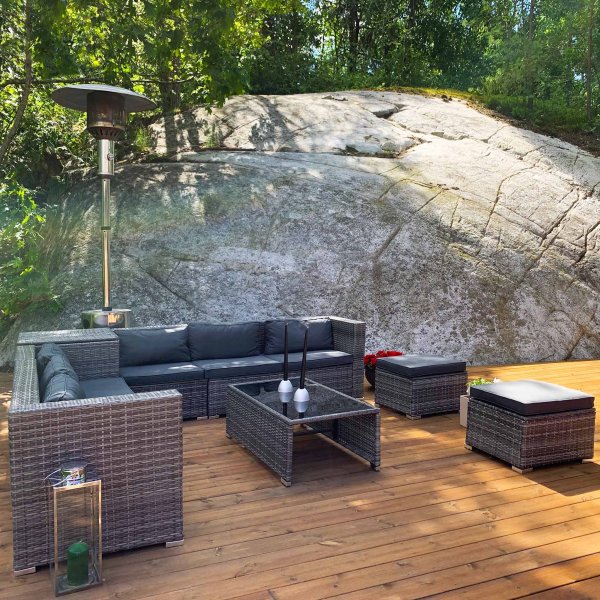 Eksklusiivinen loungeryhm | Sisnrakennettu varastointi | Harmaa synteettinen rottinki | Djursvik