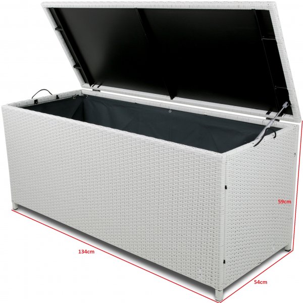 Keinotekoisesta rottinkista valmistettu tyynylaatikko ulkokalusteisiin | Valkoinen