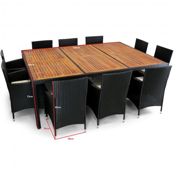 Iso ruokailuryhm ulkokalusteet 220x160cm | 10 tuolia | Lyfco Svanesund