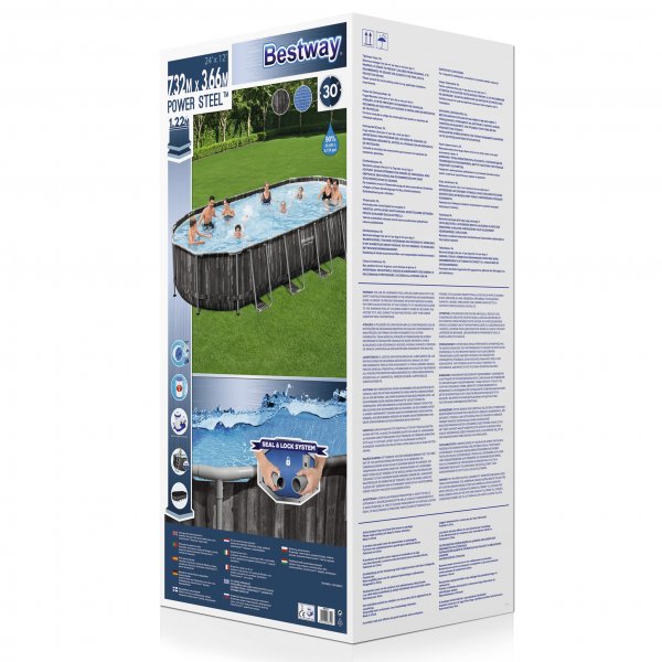 Bestway-allas maan päällä 7,3x3,6m - 1,2m syvä | Power Steel Oval (5611T) Bestway-allas maan päällä 7,3x3,6m - 1,2m syvä | Power Steel Oval (5611T)