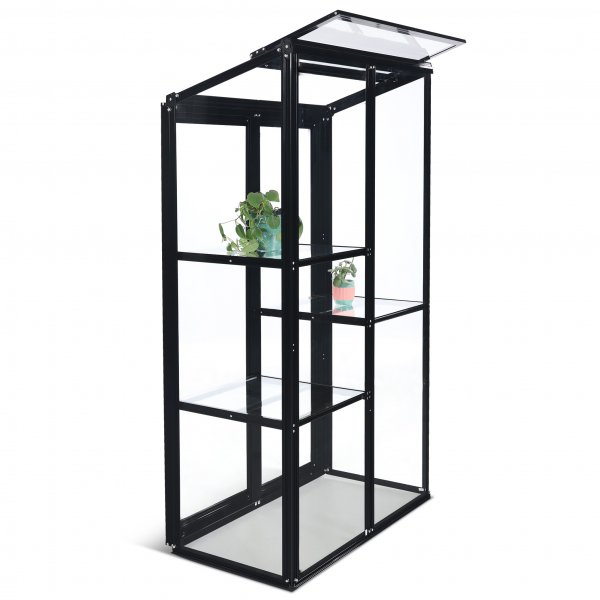 Korkea minikasvihuone | 4mm turvalasi | Musta