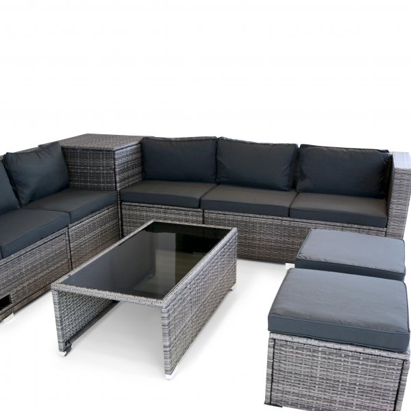 Eksklusiivinen loungeryhm | Sisnrakennettu varastointi | Harmaa synteettinen rottinki | Djursvik