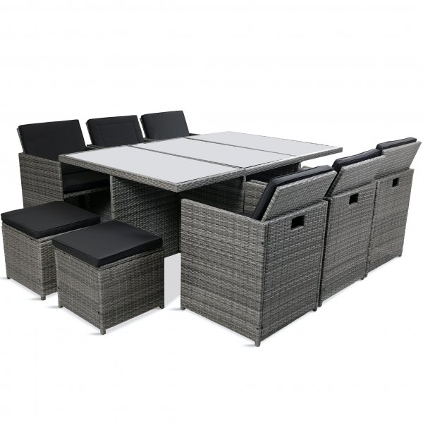 Ruokailuryhmä ulkokalusteet | 10 paikkaa | Harmaa tekopilli | Skärhamn Ruokailuryhmä ulkokalusteet | 10 paikkaa | Harmaa tekopilli | Skärhamn