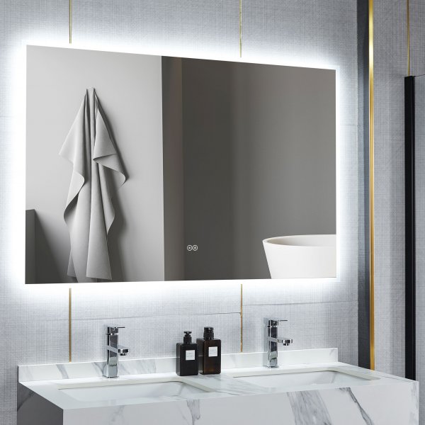 Kylpyhuoneen peili | LED-valaistus ja kosketusohjattu himmennin Kylpyhuoneen peili | LED-valaistus ja kosketusohjattu himmennin