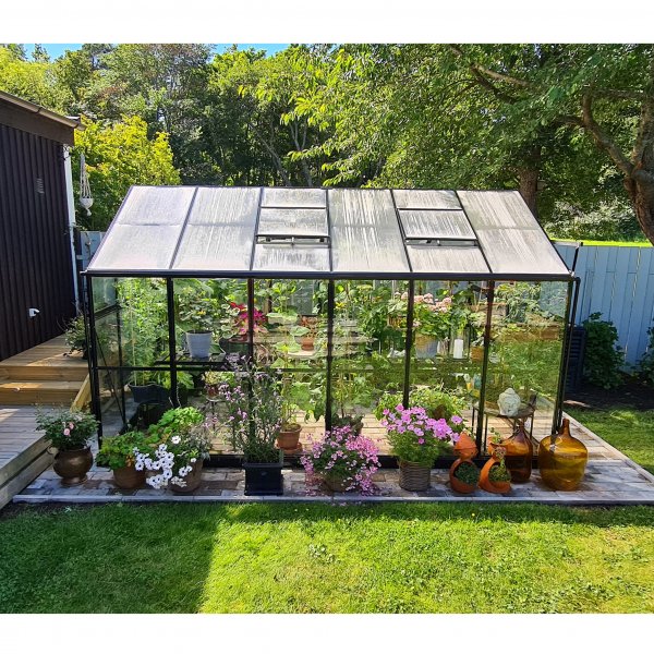 Kasvihuone 9,6 m | 4mm turvalasi | 5 vuoden myrskytakuu