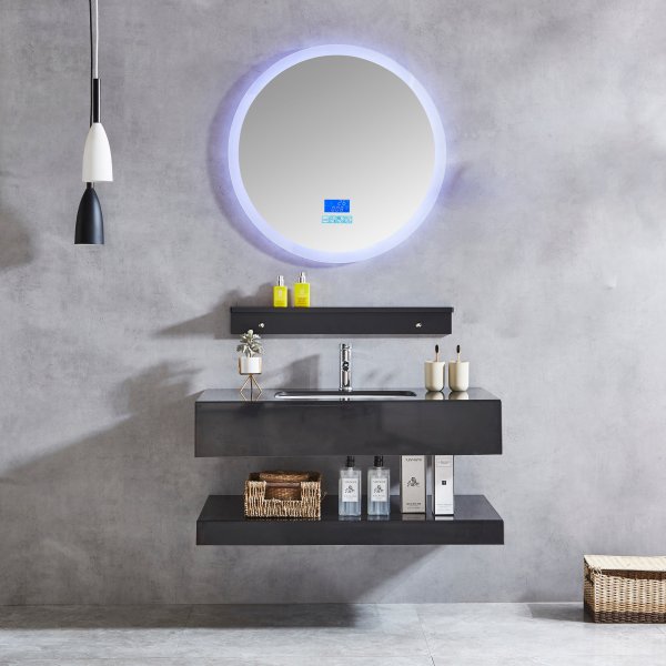 Kylpyhuoneen kalusteet marmori | LED-peili himmentimell ja bluetoothilla