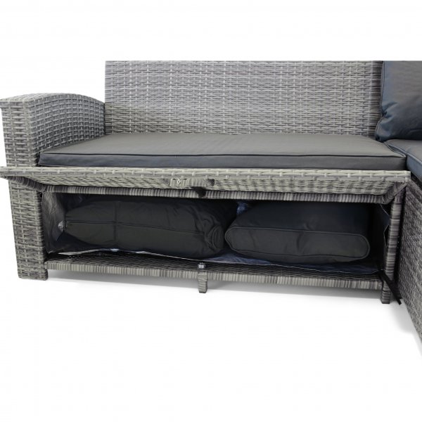 Sohvaryhmä ulkokalusteet | Sisäänrakennettu varastointi | Harmaa synteettinen rottinki | Sannäs Sohvaryhmä ulkokalusteet | Sisäänrakennettu varastointi | Harmaa synteettinen rottinki | Sannäs