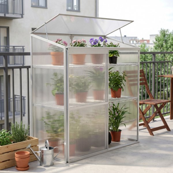 Kasvihuone parvekkeelle | Kanava muovi | Alumiinirunko Kasvihuone parvekkeelle | Kanava muovi | Alumiinirunko