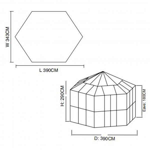 Oranssi/huvimaja 10 m | Kuusikulmainen kasvihuone | Turvalasi
