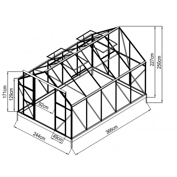 Kasvihuone 8,9m² | Korkea viljelykorkeus | 6 mm kanavamuovia Kasvihuone 8,9m² | Korkea viljelykorkeus | 6 mm kanavamuovia