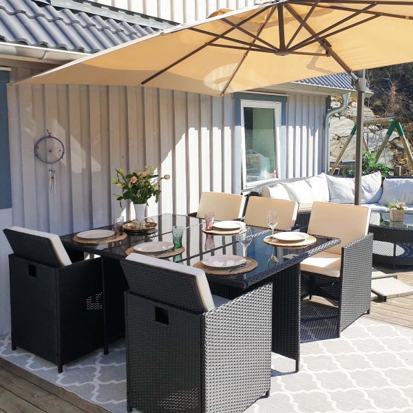 Ruokailuryhm ulkokalusteet | 10 paikkaa | Keinotekoinen rottinki | Lyfco Skrhamn