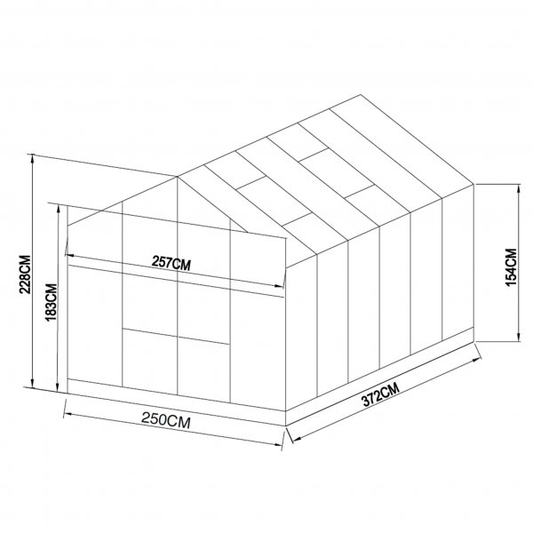 Kasvihuone 9,6 m | 4mm turvalasi | 5 vuoden myrskytakuu