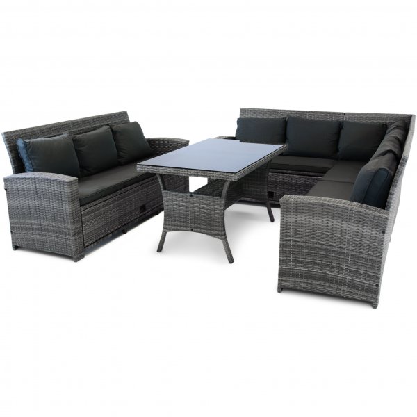 Sohvaryhmä ulkokalusteet | Sisäänrakennettu varastointi | Harmaa synteettinen rottinki | Sannäs Sohvaryhmä ulkokalusteet | Sisäänrakennettu varastointi | Harmaa synteettinen rottinki | Sannäs