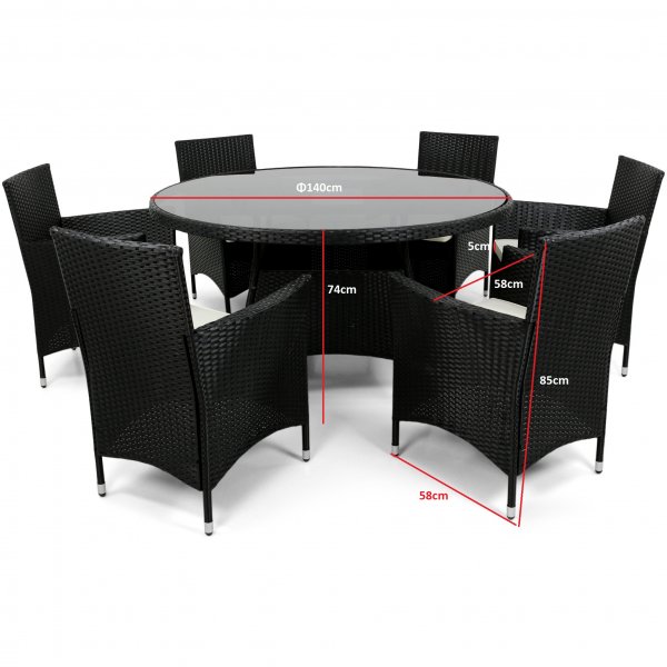 Py�re� ruokailuryhm� ulkokalusteet | 6 tuolia | Tyynyt mukana | Lyfco Tyl�sand