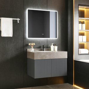 Kylpyhuonepaketti | Kestävä sintrattu kivi | LED peili | Cirrus Grey Kylpyhuonepaketti | Kestävä sintrattu kivi | LED peili | Cirrus Grey