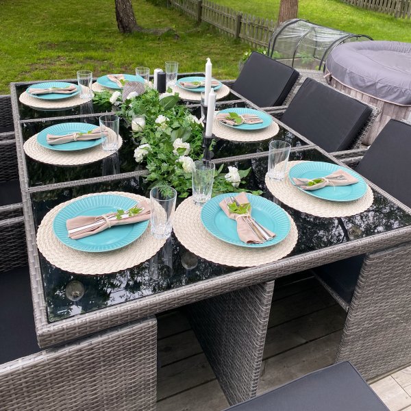 Ruokailuryhmä ulkokalusteet | 10 paikkaa | Harmaa tekopilli | Skärhamn Ruokailuryhmä ulkokalusteet | 10 paikkaa | Harmaa tekopilli | Skärhamn