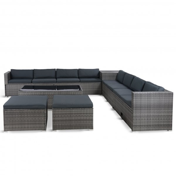 Suuri lounge-ryhmä | Kolme älykästä säilytystilaa | Harmaa synteettinen rottinki Suuri lounge-ryhmä | Kolme älykästä säilytystilaa | Harmaa synteettinen rottinki