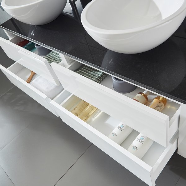 Kylpyhuonekalusteet 150cm | Kaksinkertainen pesuallas ja kylpyhuoneen peili Kylpyhuonekalusteet 150cm | Kaksinkertainen pesuallas ja kylpyhuoneen peili