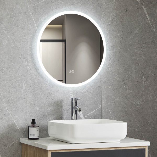 Pyöreä kylpyhuonepeili 60cm | LED-valo ja huurtumisenesto Pyöreä kylpyhuonepeili 60cm | LED-valo ja huurtumisenesto