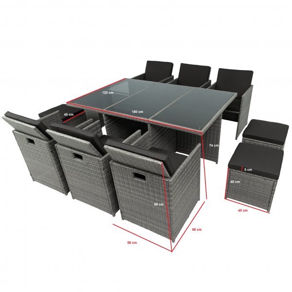 Ruokailuryhmä ulkokalusteet | 10 paikkaa | Harmaa tekopilli | Skärhamn Ruokailuryhmä ulkokalusteet | 10 paikkaa | Harmaa tekopilli | Skärhamn