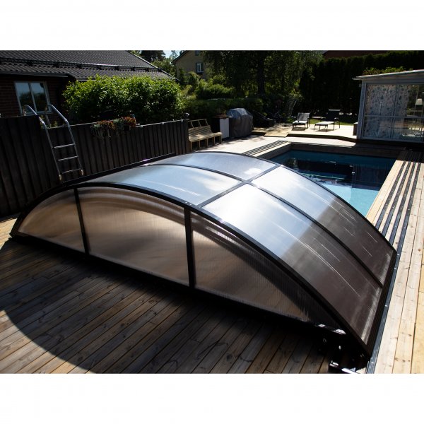 Altaan katto 4x8m sivuovella | Kiinteä polykarbonaatti 4mm | Musta Altaan katto 4x8m sivuovella | Kiinteä polykarbonaatti 4mm | Musta