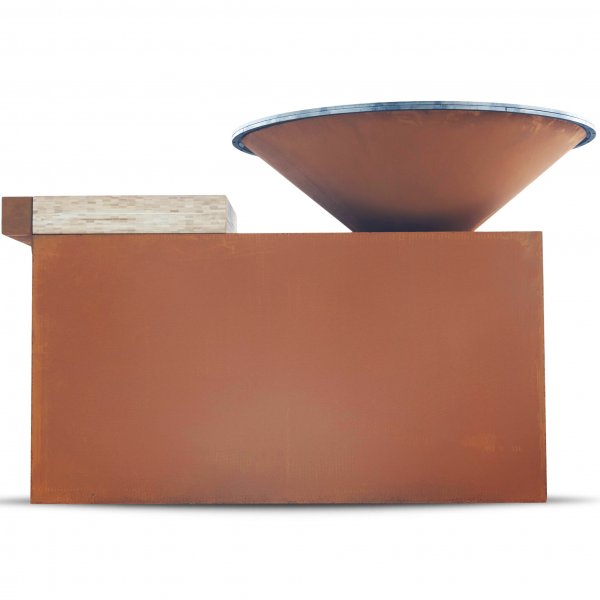 Puulämmitteinen grilli corten-teräksestä leikkuulaudalla | Vemdalen Puulämmitteinen grilli corten-teräksestä leikkuulaudalla | Vemdalen