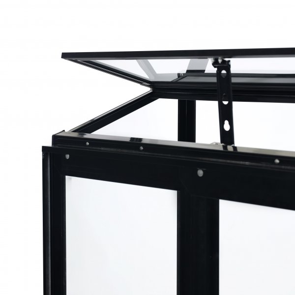 Korkea minikasvihuone | 4mm turvalasi | Musta