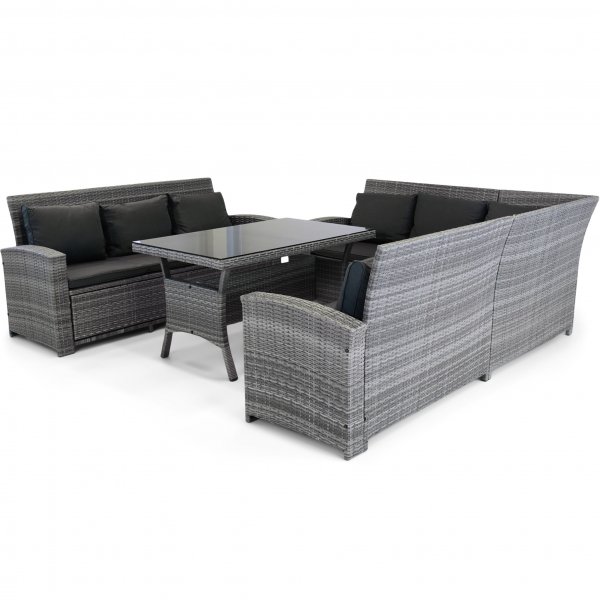 Sohvaryhmä ulkokalusteet | Sisäänrakennettu varastointi | Harmaa synteettinen rottinki | Sannäs Sohvaryhmä ulkokalusteet | Sisäänrakennettu varastointi | Harmaa synteettinen rottinki | Sannäs