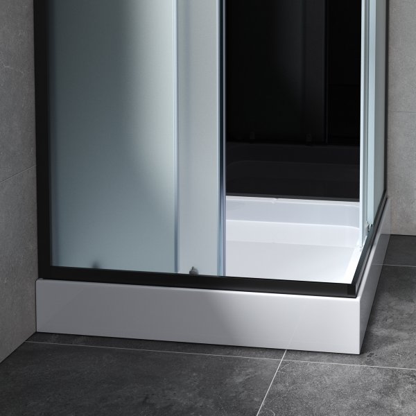 Täydellinen suihkukaappi sadesuihkulla | Musta Täydellinen suihkukaappi sadesuihkulla | Musta