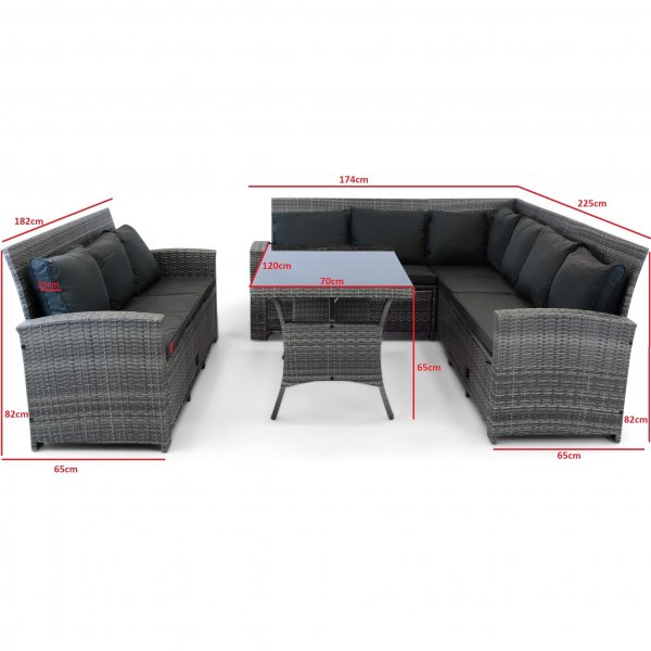 Sohvaryhmä ulkokalusteet | Sisäänrakennettu varastointi | Harmaa synteettinen rottinki | Sannäs Sohvaryhmä ulkokalusteet | Sisäänrakennettu varastointi | Harmaa synteettinen rottinki | Sannäs