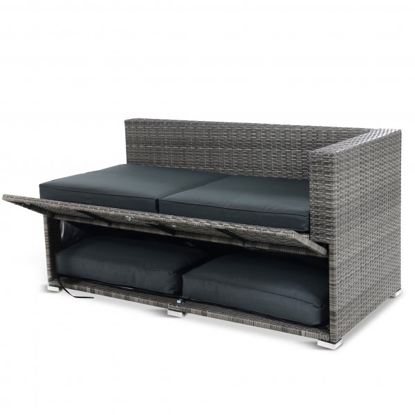 Suuri lounge-ryhmä | Kolme älykästä säilytystilaa | Harmaa synteettinen rottinki Suuri lounge-ryhmä | Kolme älykästä säilytystilaa | Harmaa synteettinen rottinki