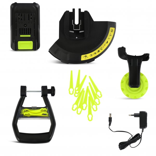 Akkukyttinen ruohotrimmeri ja lehtipuhallin 20V | Akun ja laturin kanssa