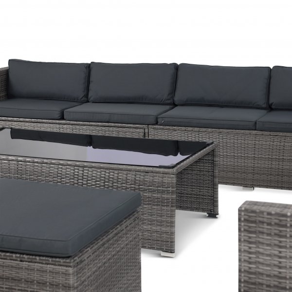 Suuri lounge-ryhmä | Kolme älykästä säilytystilaa | Harmaa synteettinen rottinki Suuri lounge-ryhmä | Kolme älykästä säilytystilaa | Harmaa synteettinen rottinki