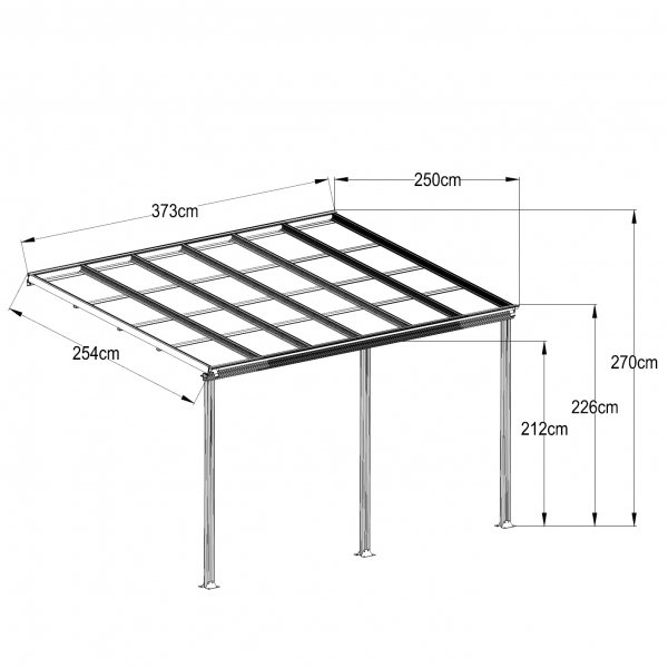 Parveke 3,7x2,5m | Erittäin korkea | Kanava muovi / alumiini Parveke 3,7x2,5m | Erittäin korkea | Kanava muovi / alumiini