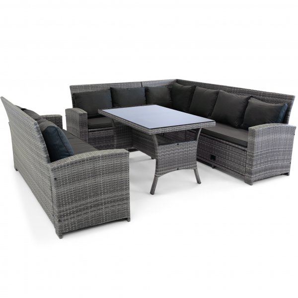 Sohvaryhmä ulkokalusteet | Sisäänrakennettu varastointi | Harmaa synteettinen rottinki | Sannäs Sohvaryhmä ulkokalusteet | Sisäänrakennettu varastointi | Harmaa synteettinen rottinki | Sannäs