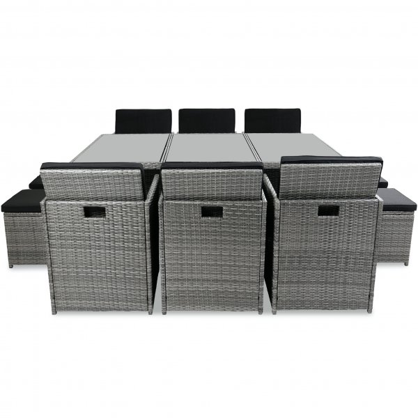 Ruokailuryhmä ulkokalusteet | 10 paikkaa | Harmaa tekopilli | Skärhamn Ruokailuryhmä ulkokalusteet | 10 paikkaa | Harmaa tekopilli | Skärhamn