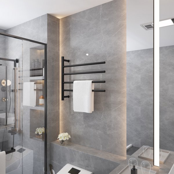 Suuri sähköinen pyyhekuivain 63x55x12,5cm | 9007 | Musta Suuri sähköinen pyyhekuivain 63x55x12,5cm | 9007 | Musta