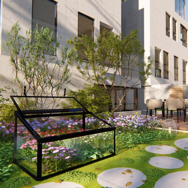 Minikasvihuone avattavalla ovella | 4mm turvalasi | Musta Minikasvihuone avattavalla ovella | 4mm turvalasi | Musta