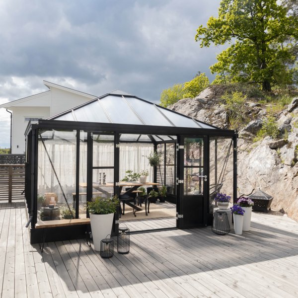 Oranssi ja viherhuone 19,2m² | Neliönmuotoinen premium-kasvihuone Oranssi ja viherhuone 19,2m² | Neliönmuotoinen premium-kasvihuone