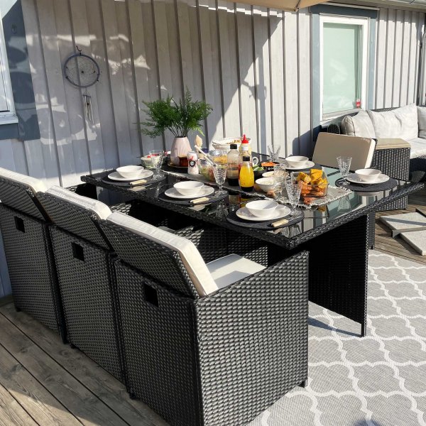 Ruokailuryhm ulkokalusteet | 10 paikkaa | Keinotekoinen rottinki | Lyfco Skrhamn