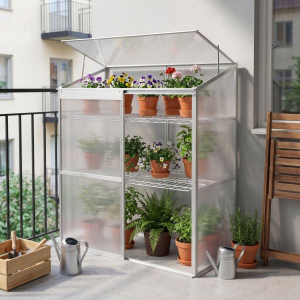 Kasvihuone parvekkeelle | Kanava muovi | Alumiinirunko Kasvihuone parvekkeelle | Kanava muovi | Alumiinirunko