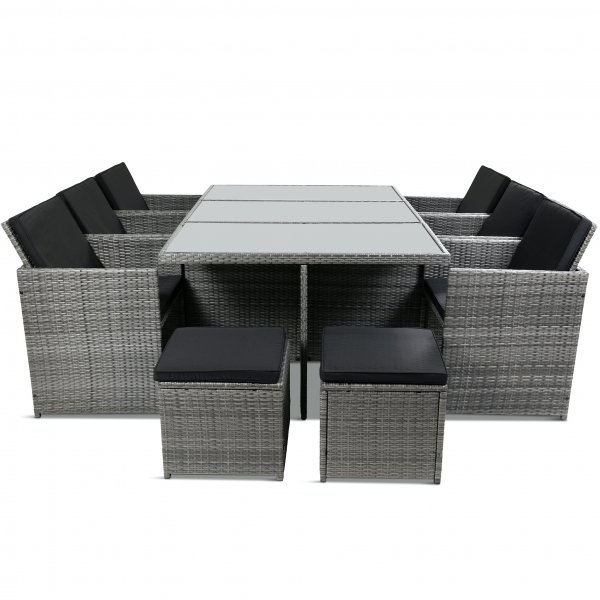 Ruokailuryhmä ulkokalusteet | 10 paikkaa | Harmaa tekopilli | Skärhamn Ruokailuryhmä ulkokalusteet | 10 paikkaa | Harmaa tekopilli | Skärhamn