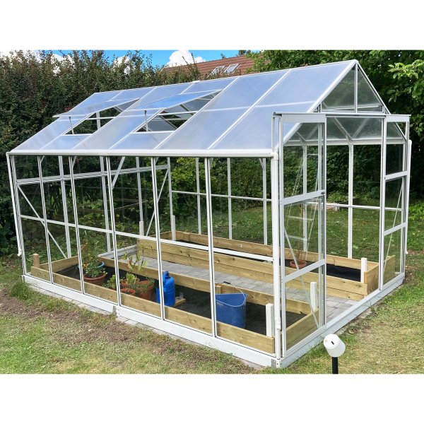 Kasvihuone 9,6 m | 4mm turvalasi | 5 vuoden myrskytakuu