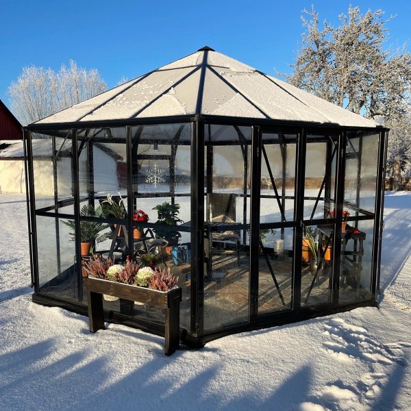 Orangery ja huvimaja 12,6m | Kuusikulmainen kasvihuone | 4mm turvalasi
