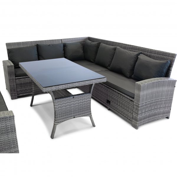 Sohvaryhmä ulkokalusteet | Sisäänrakennettu varastointi | Harmaa synteettinen rottinki | Sannäs Sohvaryhmä ulkokalusteet | Sisäänrakennettu varastointi | Harmaa synteettinen rottinki | Sannäs