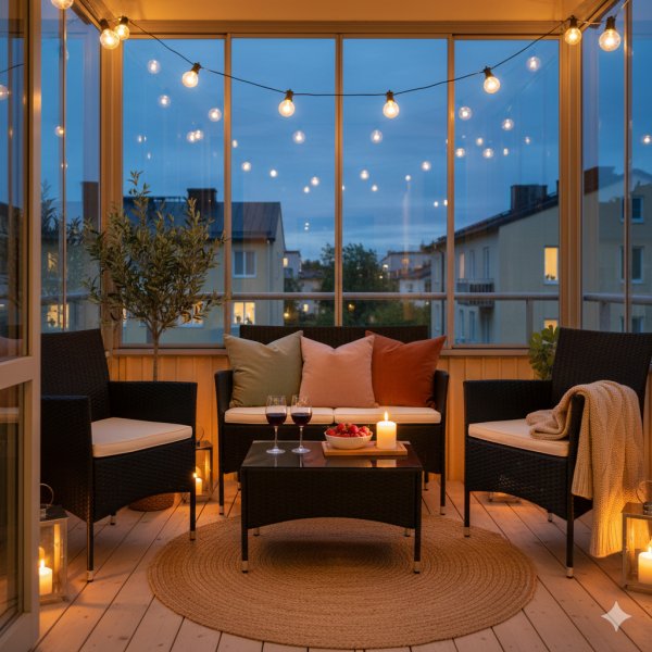 Pieni oleskelutila parvekkeelle | Lyfco Fj�llbacka